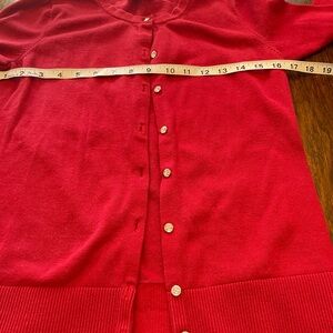 LOFT  Red Cardigan Sweater with sparkle buttons
